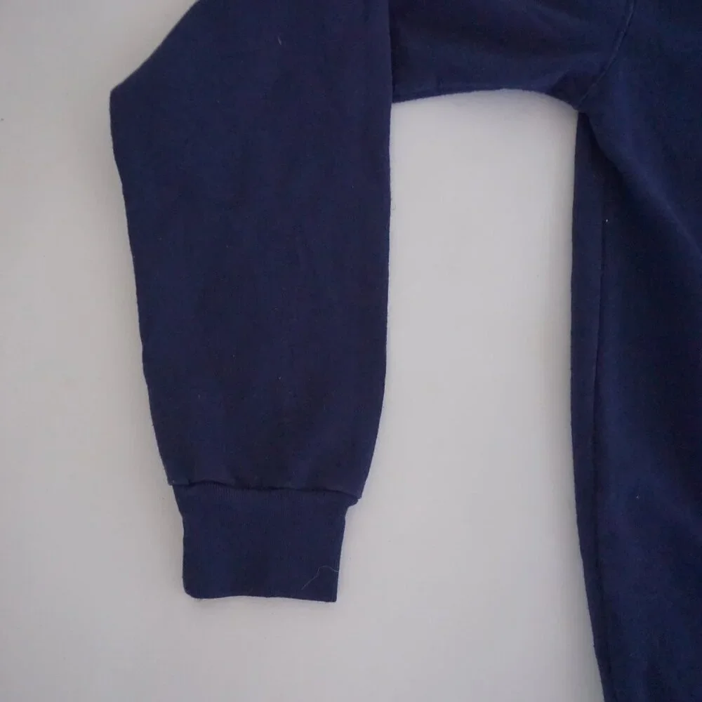 Vintage Top Stitch Navy Blue White Embroidered Cat Peter Pan Collar Sweater S - Picture 7 of 9